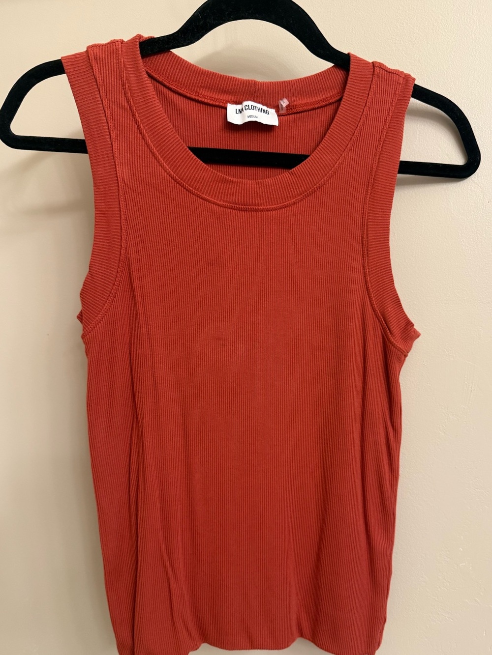 LNA Sleeveless double-layer Ribbed Tank in Burnt Orange Rust